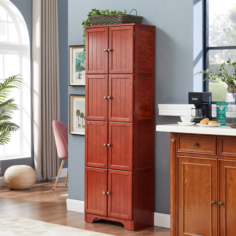 72.4" Tall Storage Cabinet Tall Storage Cabinet With 8 Doors And 4 Shelves ,Bookshelf Living Room, Kitchen, Dining Room, Office  Freestanding Storage Cabinet