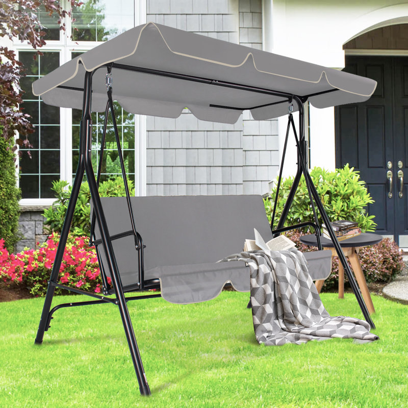 Balancelle 3 personnes avec auvent réglable, Gris
