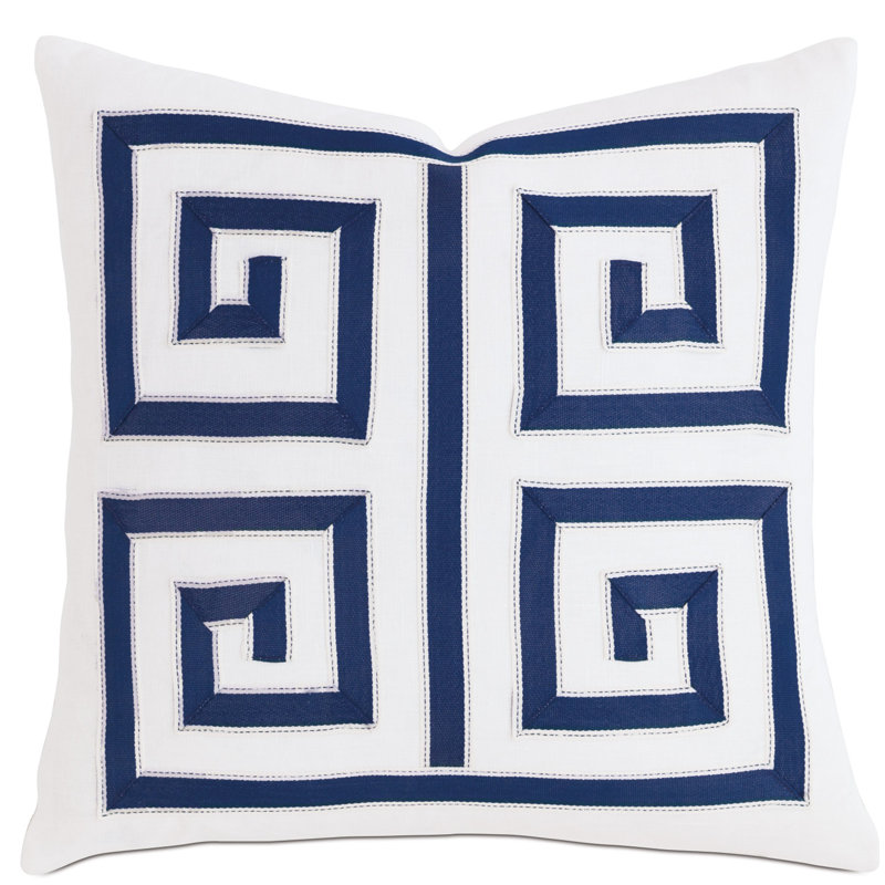 Alvin Square Pillow Cover & Insert, 18"H x 18"W, Blue/White/Geometric