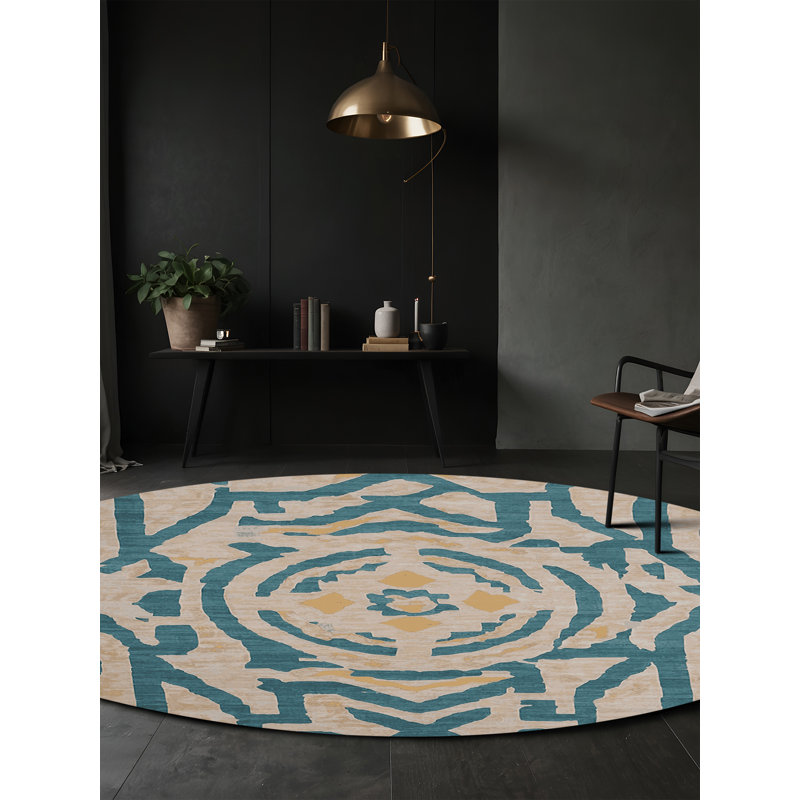 Tapis gris lavable à la machine, Rond 4 pi
