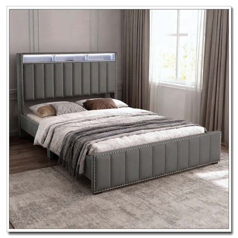 Rangement de lit, Double, Gris foncé