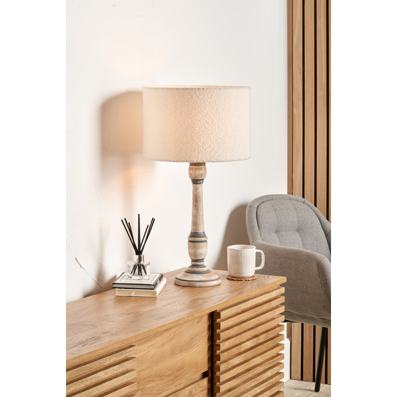 Beles Table Lamp, Poly-Blend, White, Grey