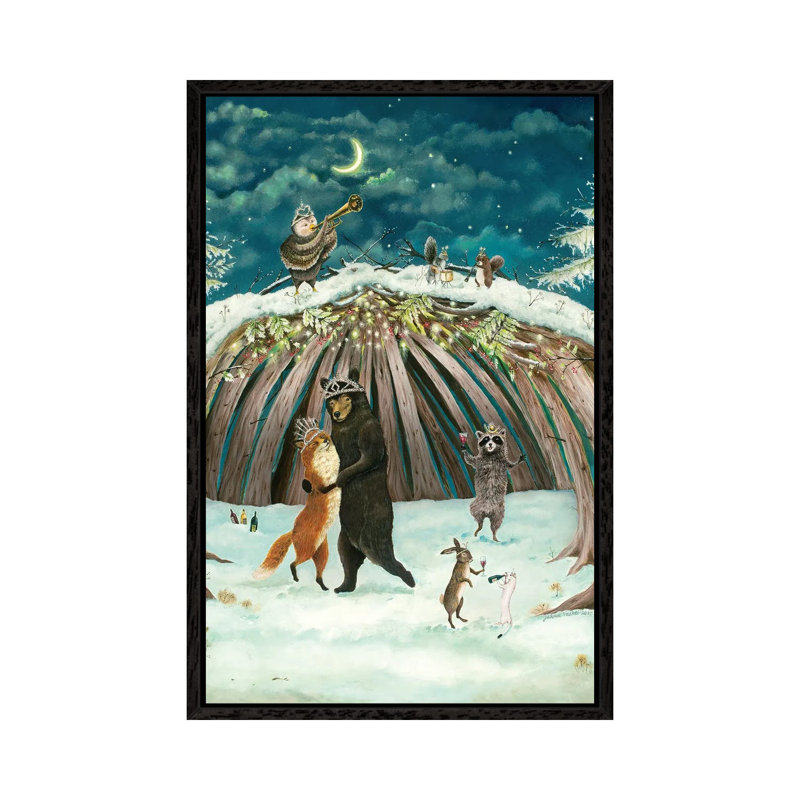 Yuletide Enchantment by Jahna Vashti - Painting on Canvas, 66.04cm H x 45.72cm W x 3.81cm D, Black Framed