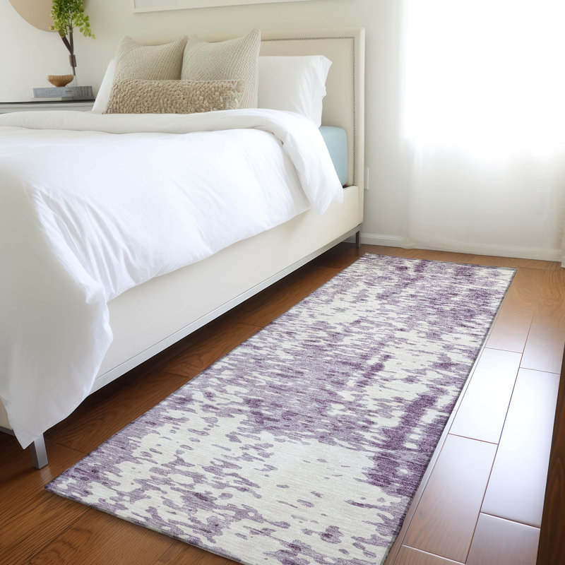 Tapis lavande Prisco lavable à la machine de qualité supérieure, Tapis de couloir 2 pi 3 po x 7 pi 6 po