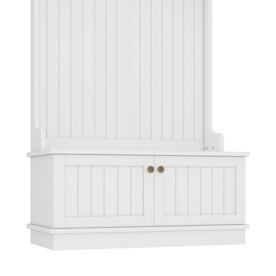 4-in-1 Hall Tree with Storage Bench& Hooks, Multifunctional Entryway Organizer with Display Shelves