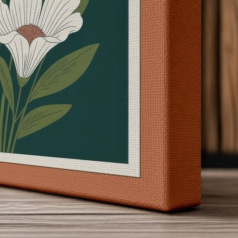 Les Fleurs Botanical - Wrapped Canvas, 24x16 - 61.0 x 40.6 cm, Terracotta Border