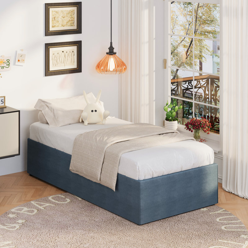 Everaldo 16 Bed Frame with Fabric Cover, Extra-long Twin