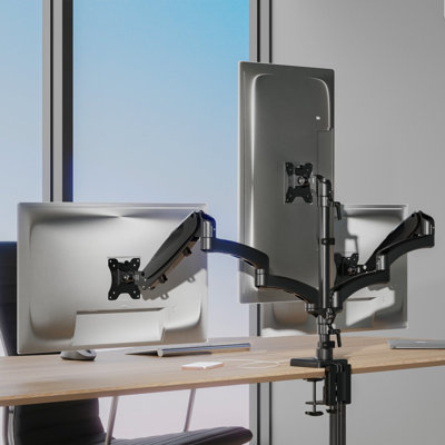 Triple Monitor Mount with Gas Spring Arms and USB Ports