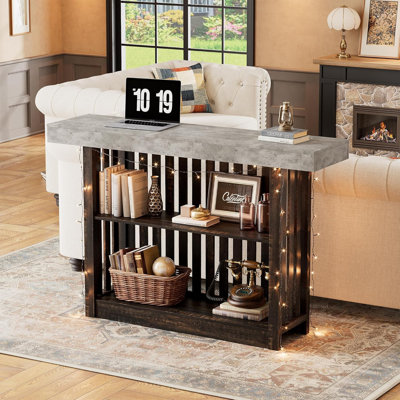 63" Long Bar Table Counter Bar Height Pub Table with 2 Tier Storage Shelves, Modern Coffee Breakfast Bar Unit for Dining Room, Bistro, Living Room by Wrought Studio