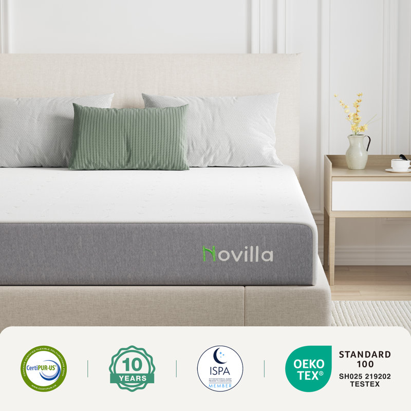 Matelas en mousse viscoélastique imprégnée de gel 6 po / 8 po Novilla, Lit simple, 8"