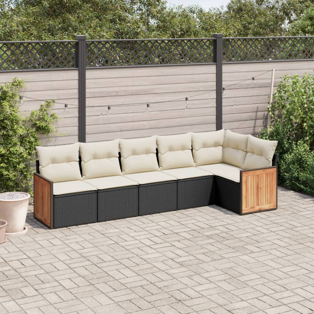 Vidaxl 6-Tlg. Garten-Sofagarnitur Mit Kissen Schwarz Polyrattan