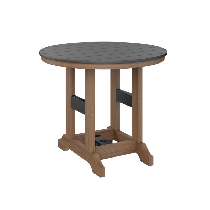 Garden Classic Outdoor Round Dining Table, Black, Antique Mahogany