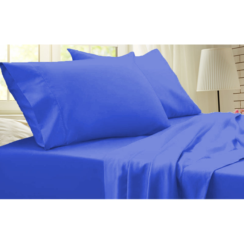 Ensemble de draps en rayonne de bambou de qualité supérieure 4 pièces, Ensemble de draps pour lit simple avec deux taies 