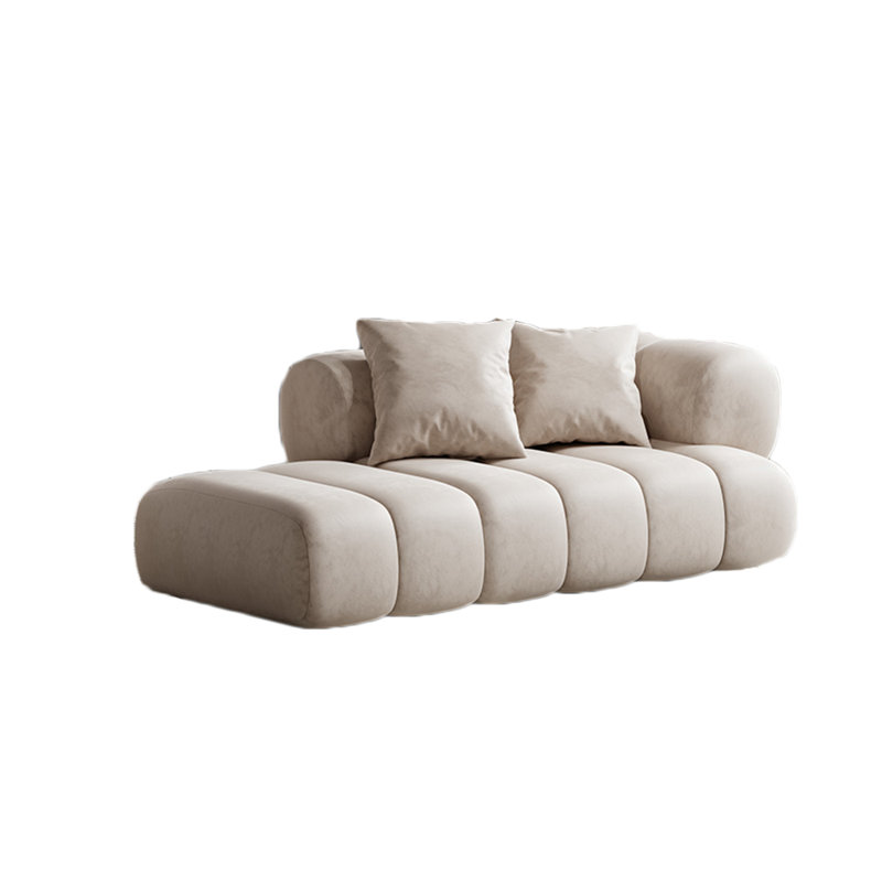 Chaise longue rembourrée à large siège, Accoudoir à droite (vu de face), Beige