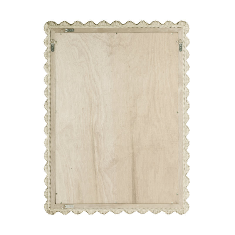 Flora Rattan Scalloped Wall Mirror, Off-White