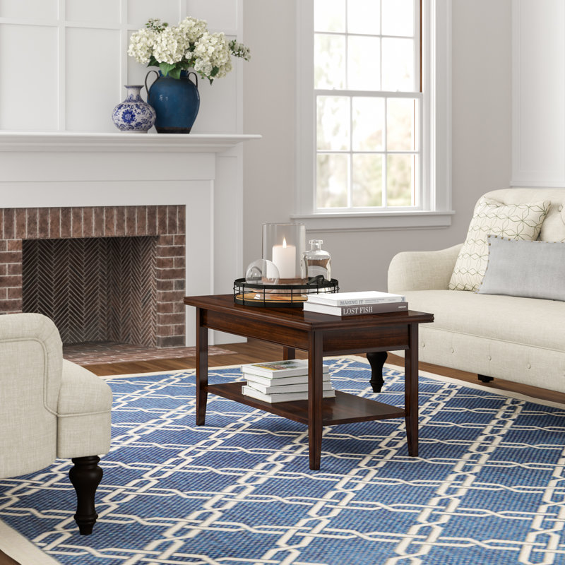 Laurent Solid + Manufactured Wood Condo/Apartment Coffee Table, Chocolate Cherry
