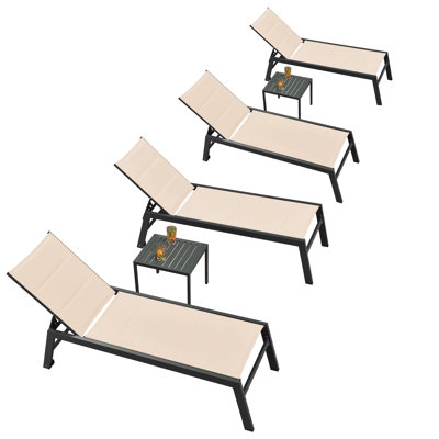 Chaise longue inclinable 66,15 po avec table