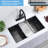 32 Black Undermount Kitchen Sink, Stainless Steel Workstation Sink