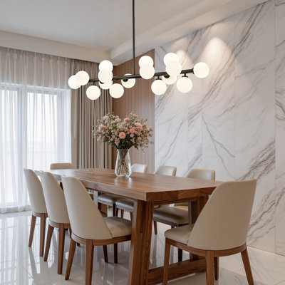 16 - Light Dimmable Bubble Glass Sputnik Modern Linear Chandelier