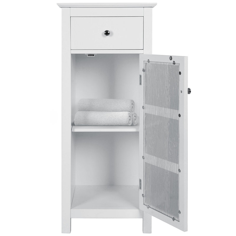 Armoire de plancher avec tablette réglable et tiroir de rangement, blanc