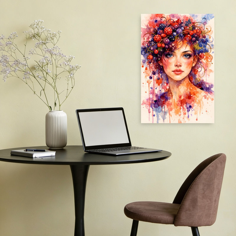 «Vibrant Berry Woman», reproduction d'art murale contemporaine, 24" H x 16" W