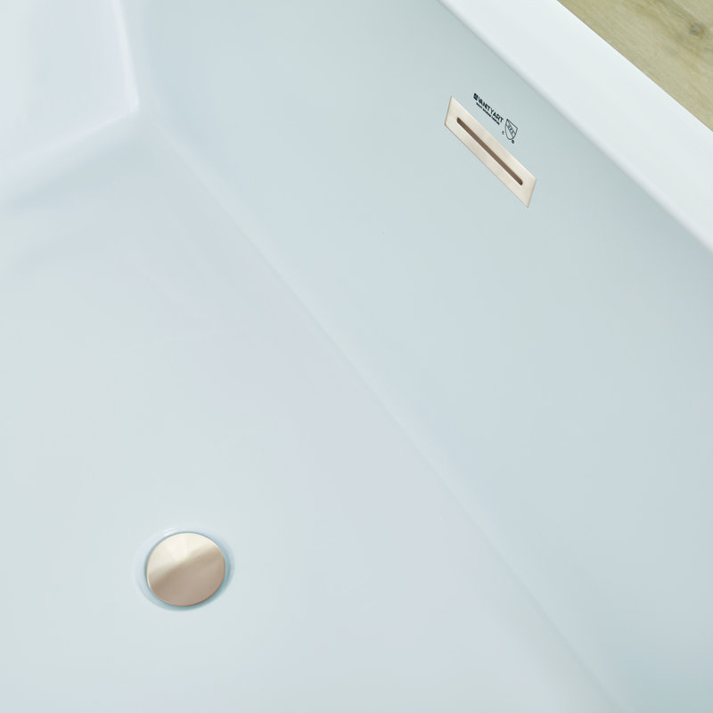 67'' x 31'' Freestanding Soaking Acrylic Bathtub, White/Brushed Nickel