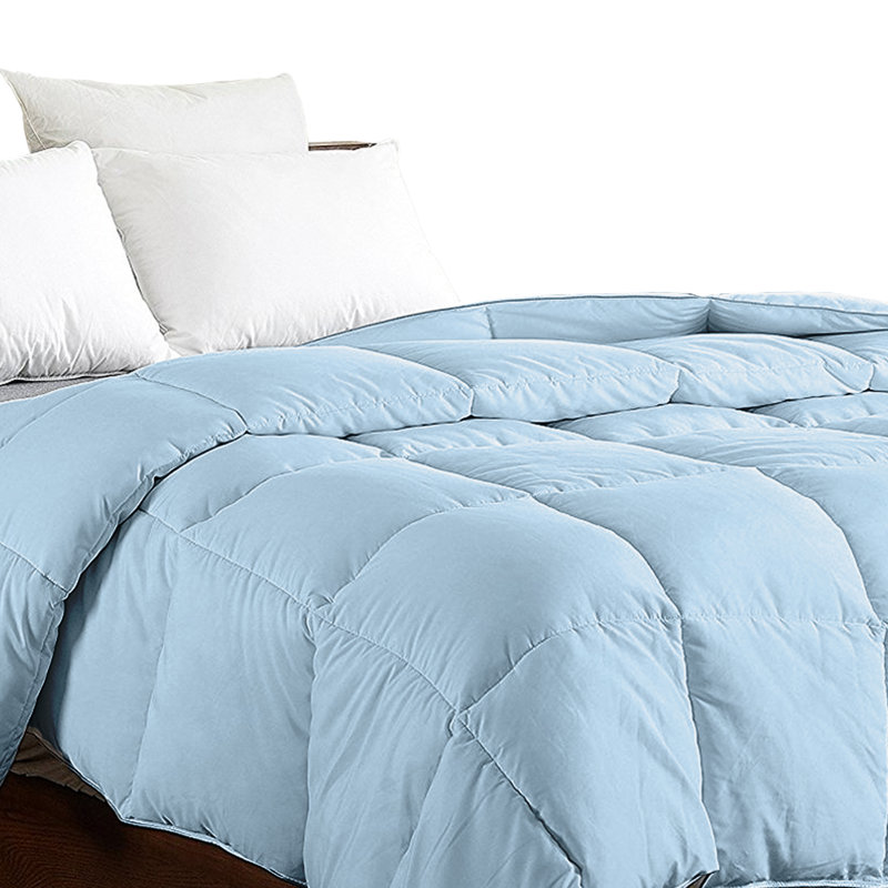 Édredon en duvet synthétique hypoallergénique toutes saisons, Bleu clair, Édredon simple 