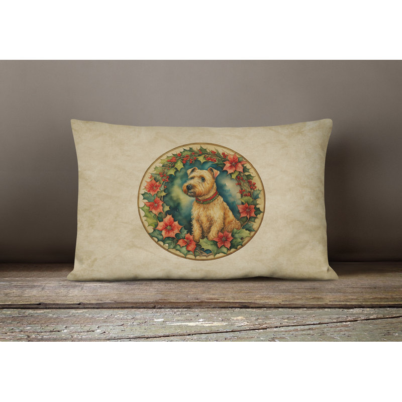 Coussin Christmas, 12 po x 16 po, Rectangulaire, Terrier gallois