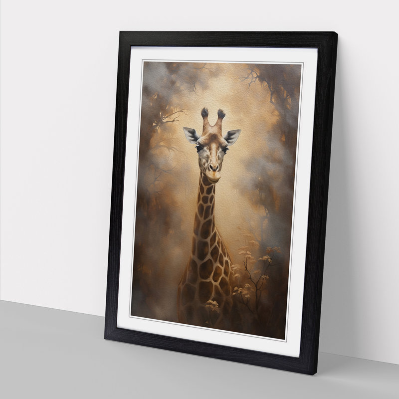 Giraffe Romanticism - Framed Print, Black, 64cm H x 46cm W x 2cm D
