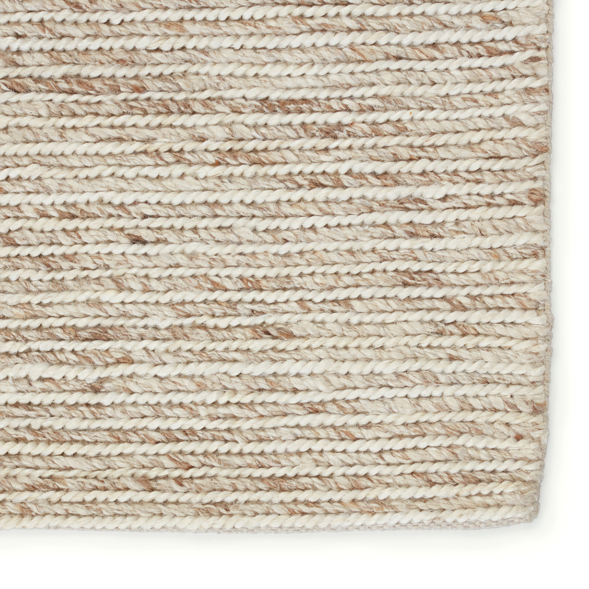 Caitlin Handmade Cream/Light Brown Rug, Rectangle 2' x 3'
