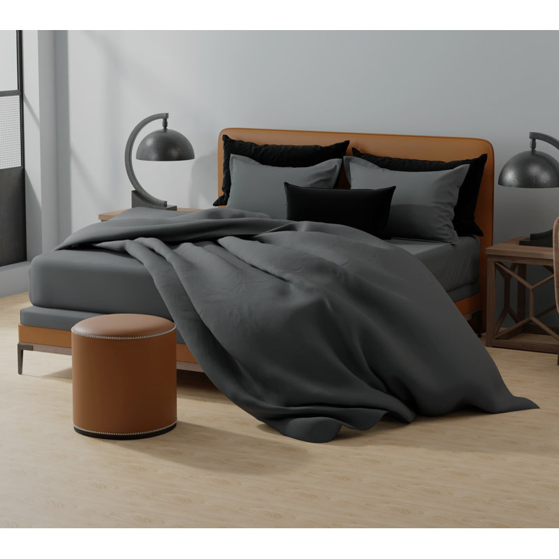 Housse de couette en coton ALVITO, Gris anthracite, Housse de couette double