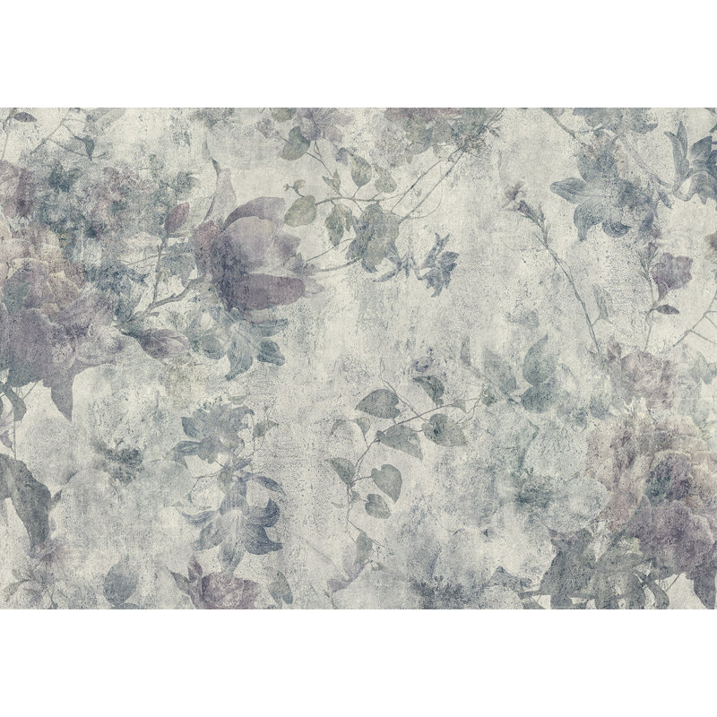 Adhésif mural floral pelez et collez - Jardin gris, L 82 po x l 115 po