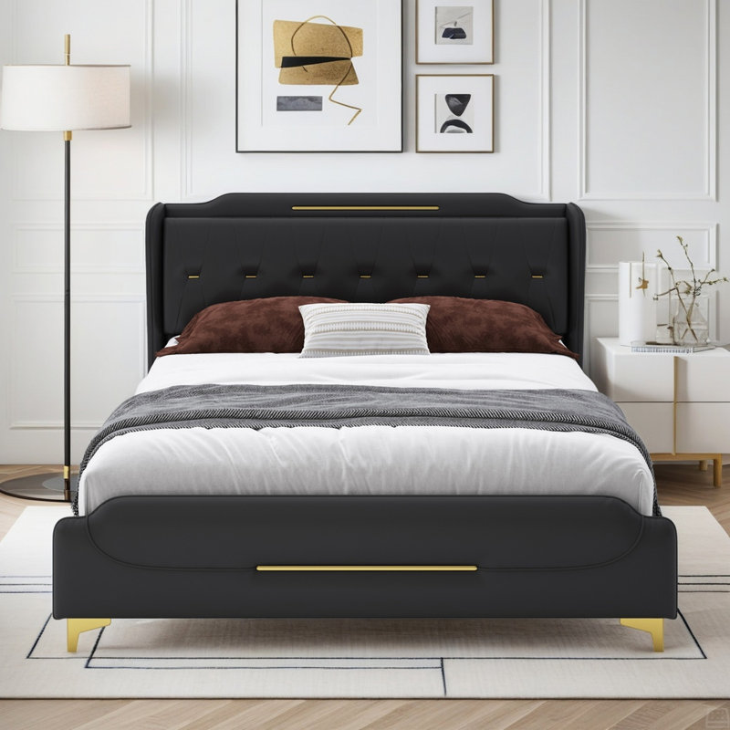Bed For Bedroom, Gray, King
