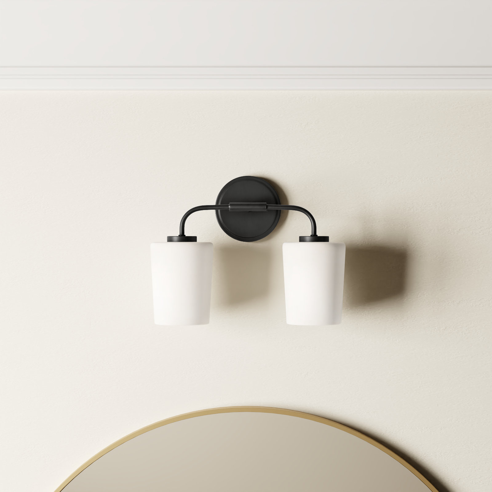 Fitz 2 Light Frosted Dimmable Vanity Light, Black