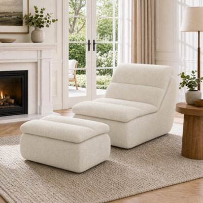 Ensemble de fauteuil d'appoint et de repose-pieds 33 po en mousse viscoélastique à compression - repose-pieds sans cadre avec assise profonde sans assemblage requis