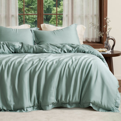 100% Tencel Lyocell Silky Soft Luxury Duvet Cover  Set, Queen Size（Set of 3)