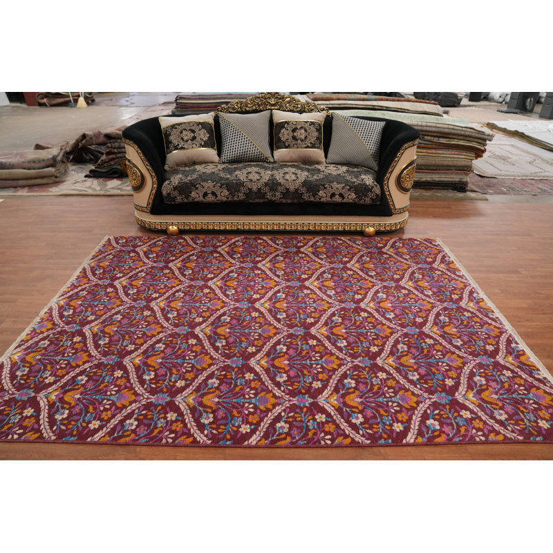Tapis rouge all-over de style Gabbeh 6 x 9