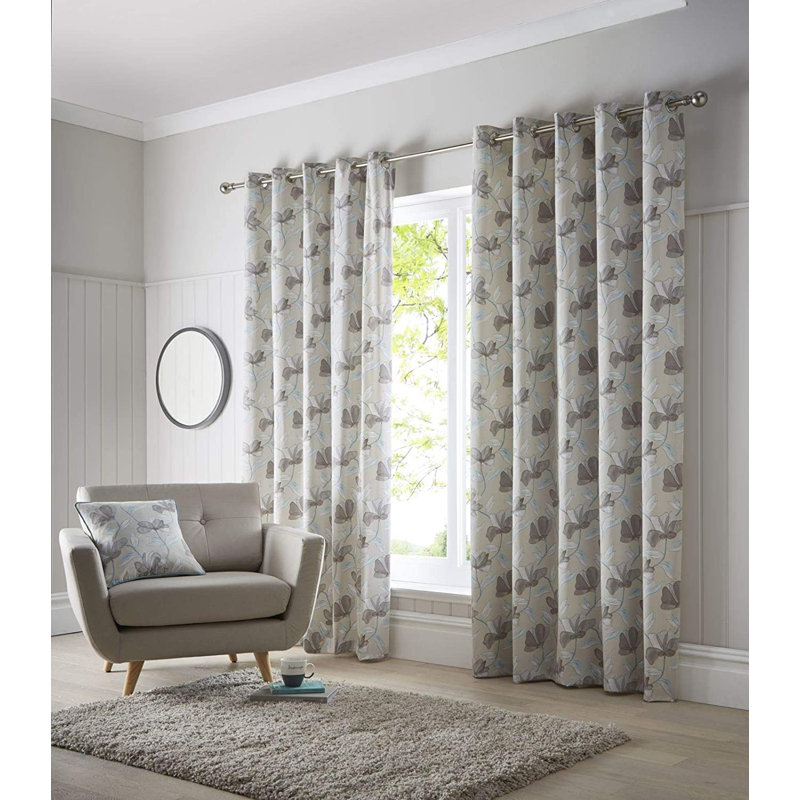 Aaru Springfield Eyelet Curtains (Set of 2), 168cm Width x 183cm Drop, Teal