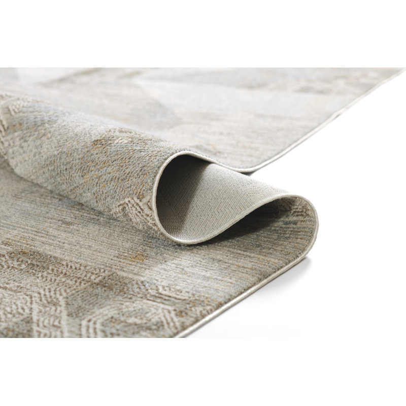 Bungalow Rose Vaniyah Traditional Distressed Polyester Blue Area Rug, Rectangle 9' x 12'