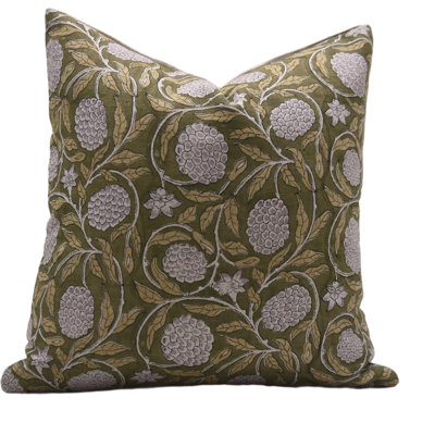 Floral Linen Outdoor Pillow Cover