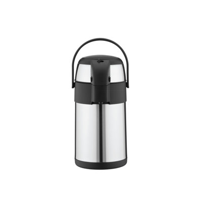 Pioneer Stainless Steel Push Pump Airpot Hot Cold Water Tea Coffee Dispenser Conference Event Flask, Satin Finish