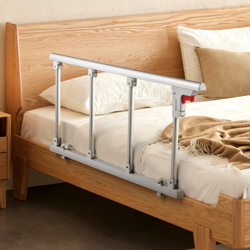 Barrière de lit pliable pour personnes âgées, barre d’assistance de chevet de 38 po avec sangle de fixation, canne de chevet à hauteur réglable, barre de lit en métal haute résistance, poignée de maintien à la main pour lit très grand, grand, double et simple
