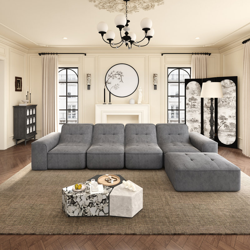 Canapé modulaire de 143,7 po, Gris