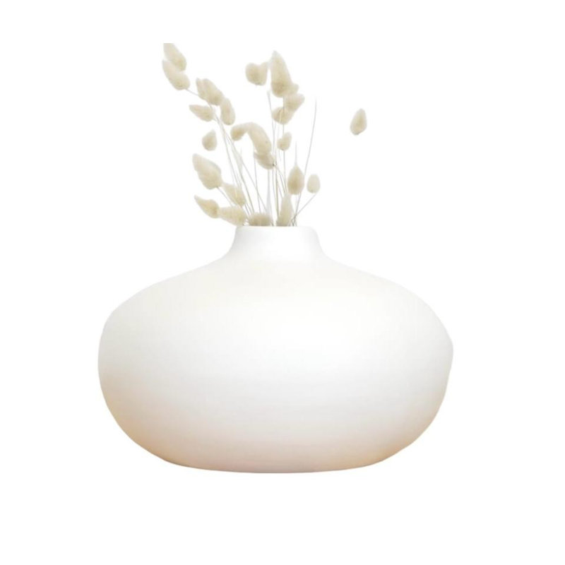Elegant White Ceramic Vase, 9.3 x 9.3 x 6.3 inches | 100% High-Quality Ceramic, Perfect for Home Decor & Floral Arrangements | Stylish Centerpiece for Living Room, Office, or Entryway