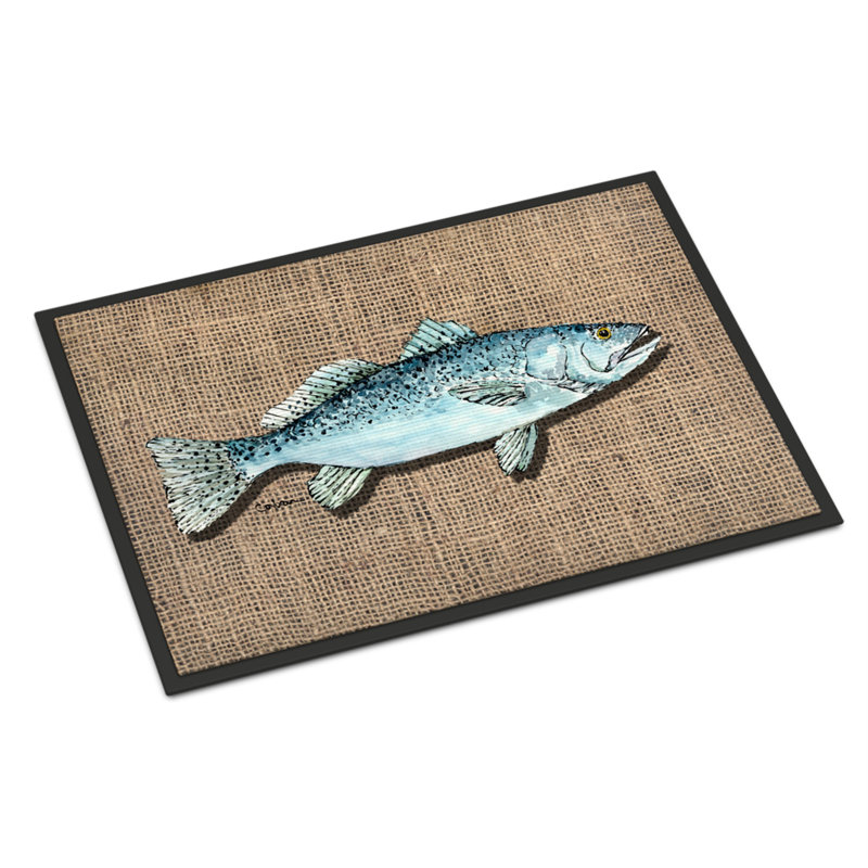Paillasson d’intérieur antidérapant à truites mouchetées Zhane Fish, Rectangle 1 pi 6 po x 2 pi 3 po