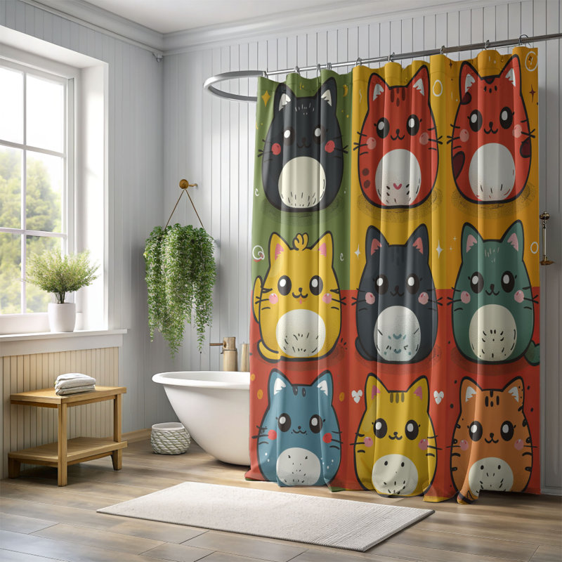 Sweet Kitten - Rideau de douche Premium, H 74 po x l 71 po