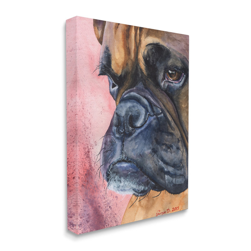 Chien pensif par George Dyachenko - peinture sur toile, H 40 po x l 30 po, Toile tendue