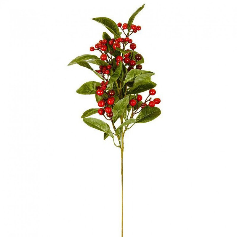 Large Leaf & Red Berry Spray