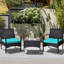Ensemble de conversation en osier avec coussins Sunbrella 3 pièces Patiojoy-80490898