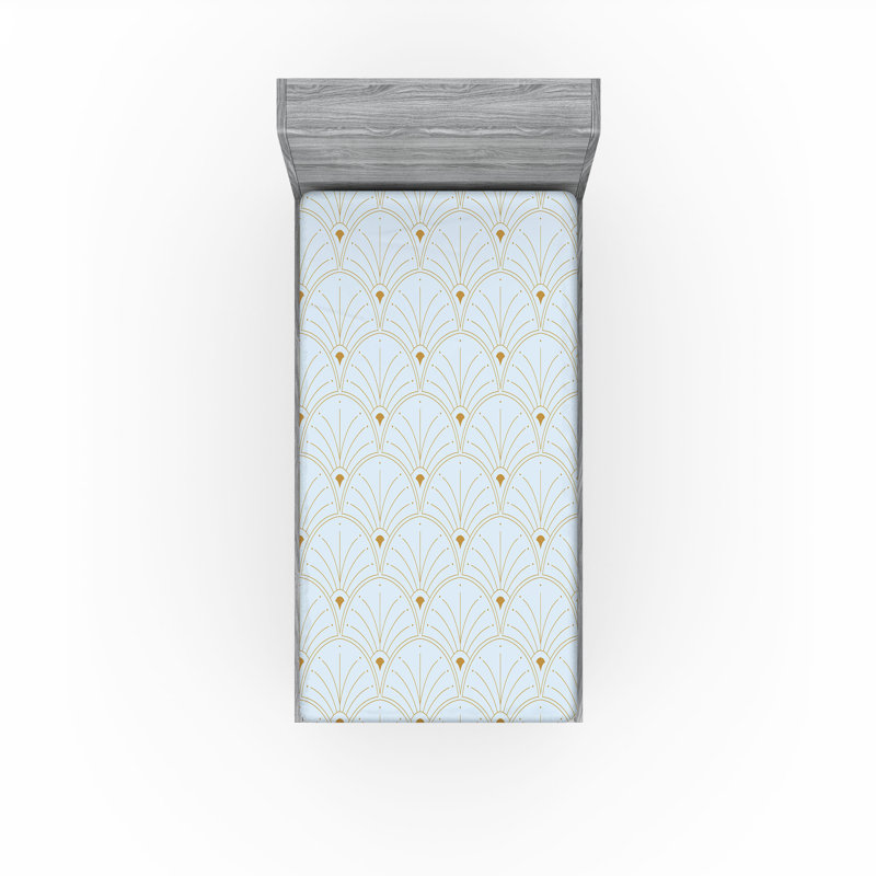  Drap-housse géométrique, Drap-housse de taille simple, Pale Blue Sand Brown